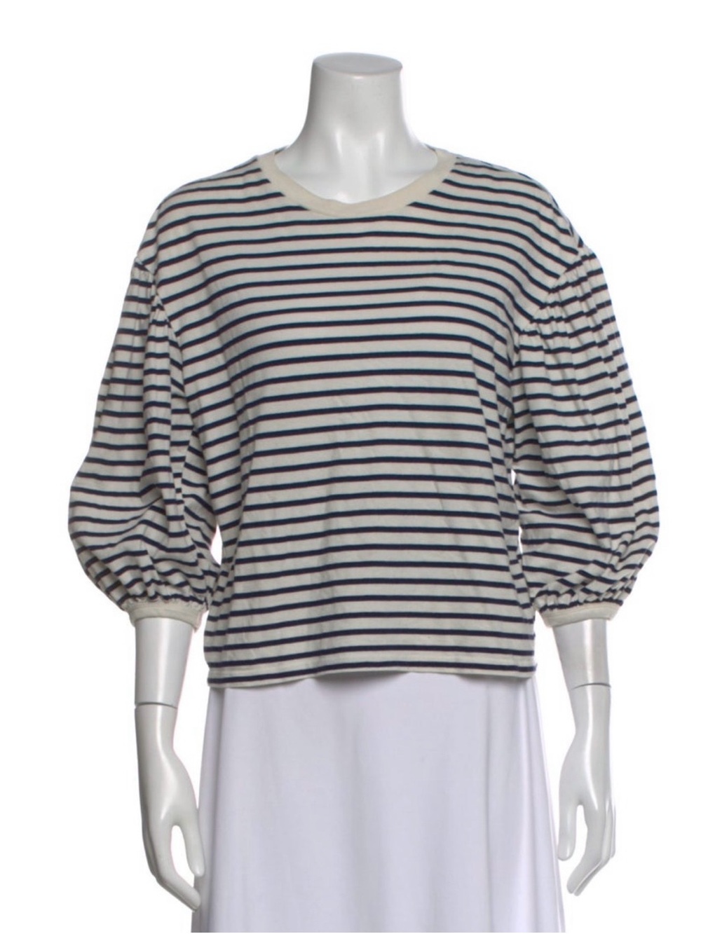 Clare V Navy and Cream Striped Top Size Small